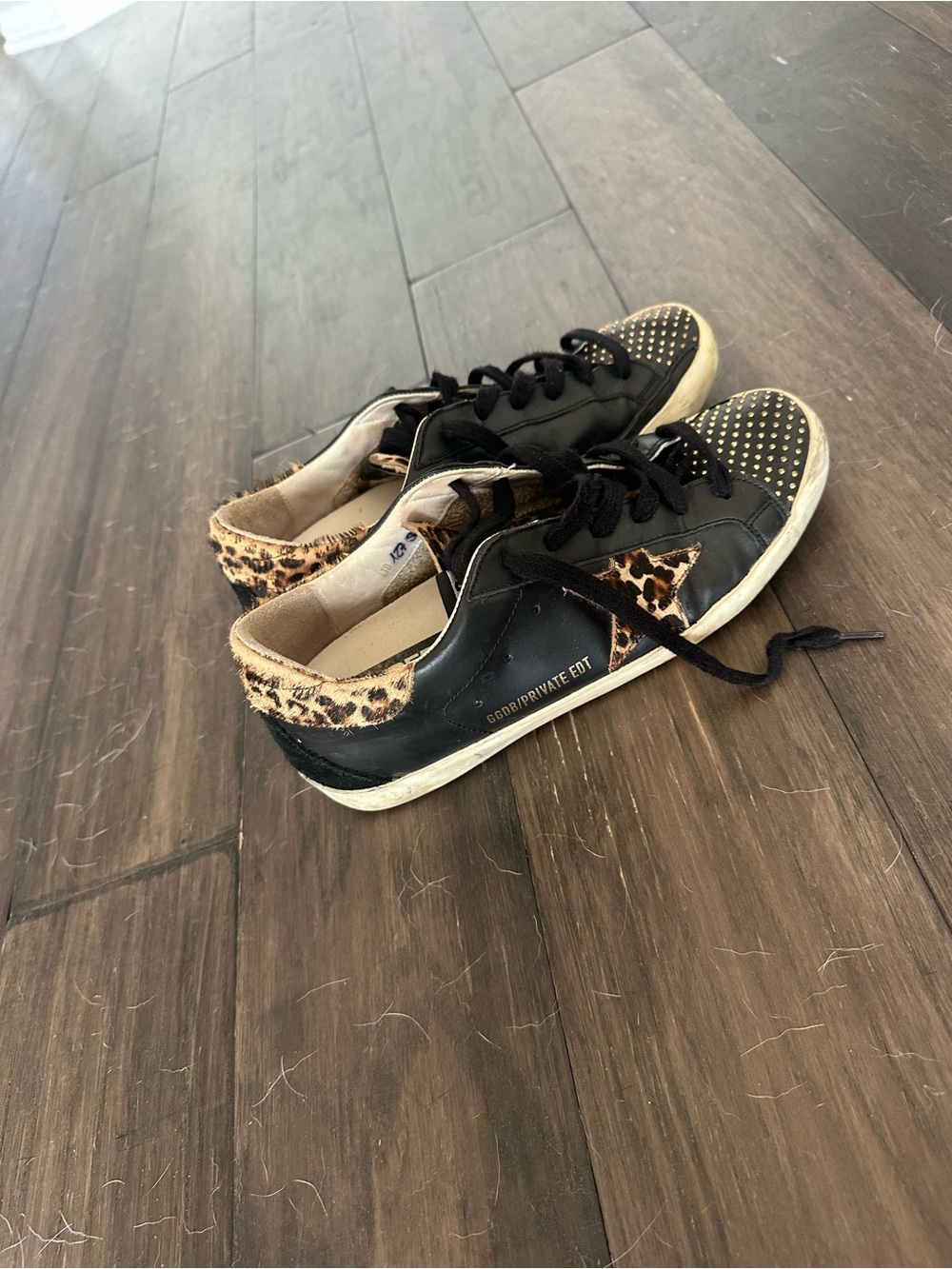 Golden goose superstar limited edition Black Sneakers with Leopard Studded